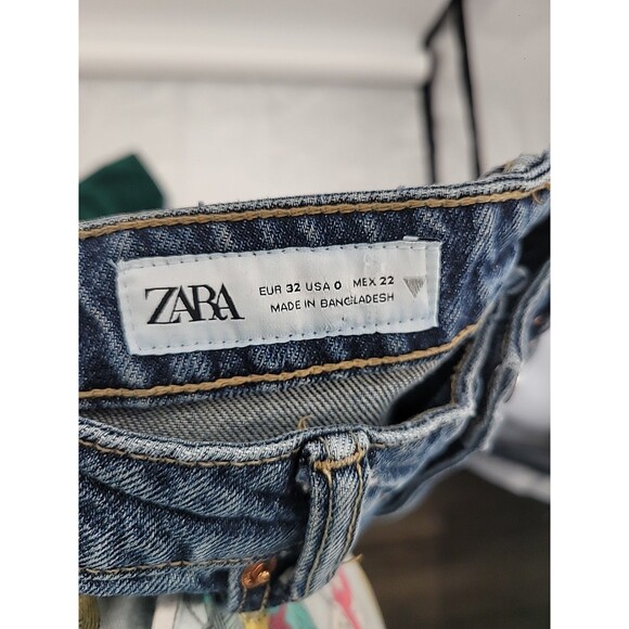 Zara Barrel Leg Jeans Sz 0 Rigid Denim - Picture 6 of 6